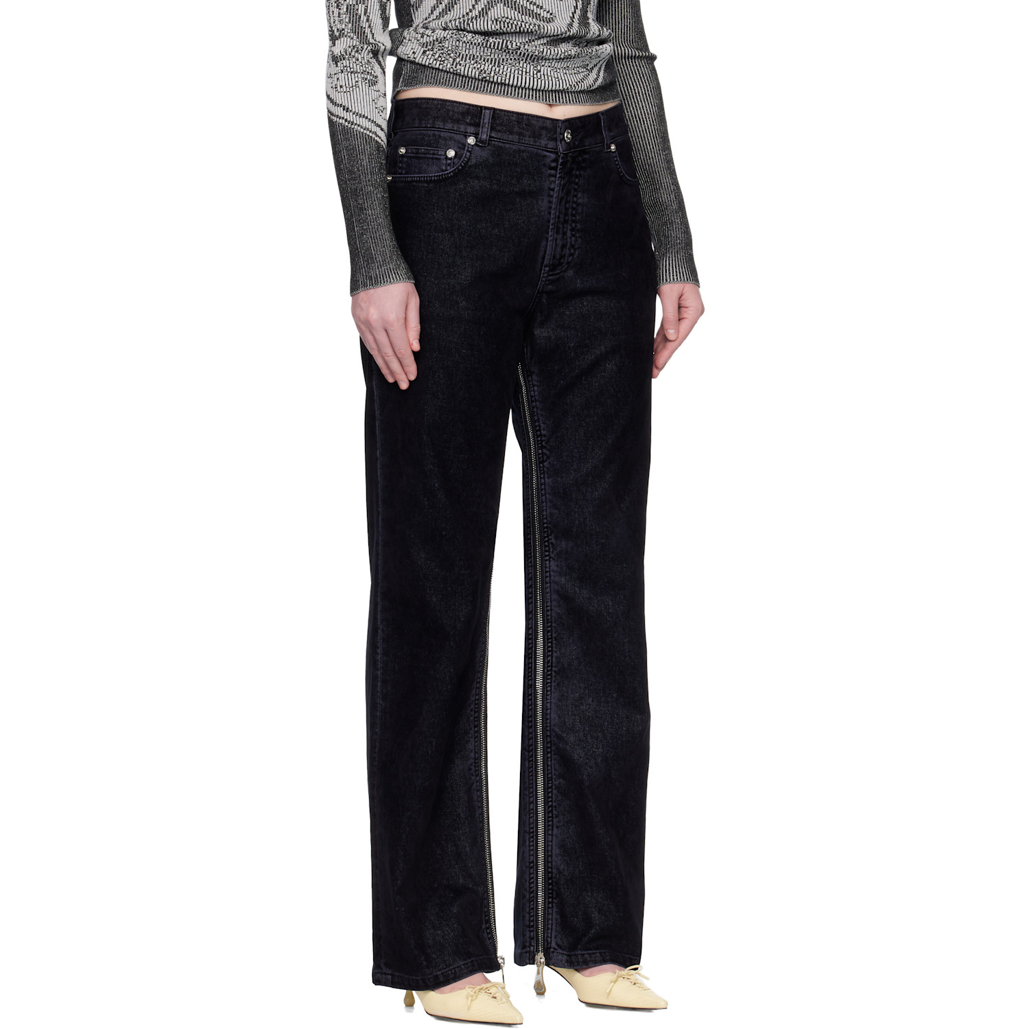  Jean Paul Gaultier Navy 'the Flocked Denim' Jeans 