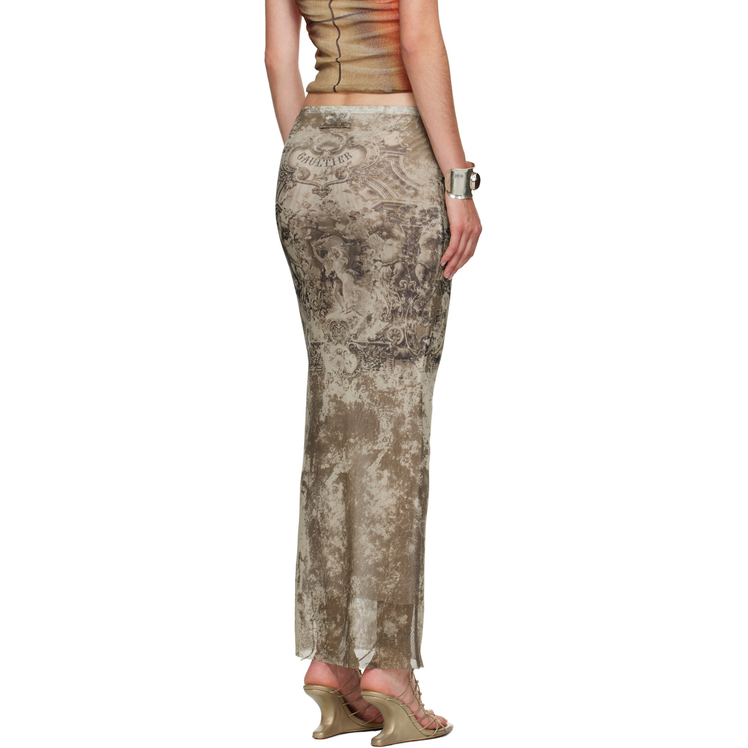  Jean Paul Gaultier Beige 'the Long Médaillon' Midi Skirt 