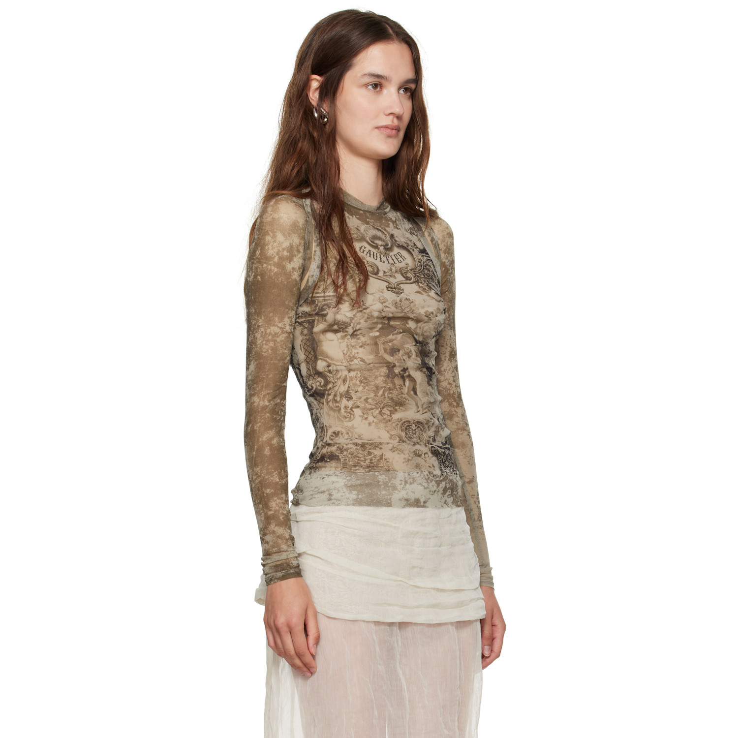  Jean Paul Gaultier Beige 'the Médaillon' Sleeves Top 