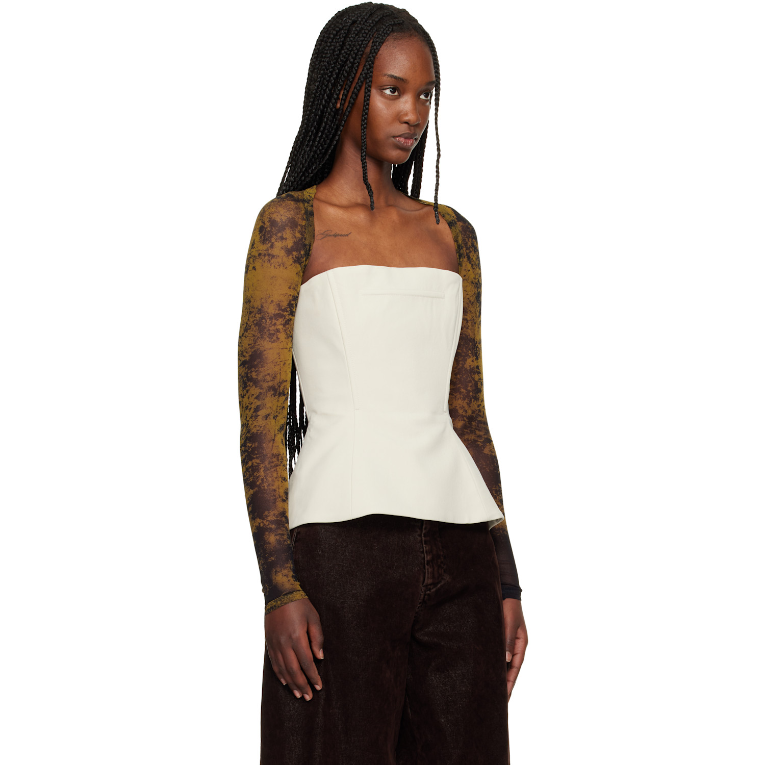  Jean Paul Gaultier Beige 'the Médaillon' Sleeves Top 