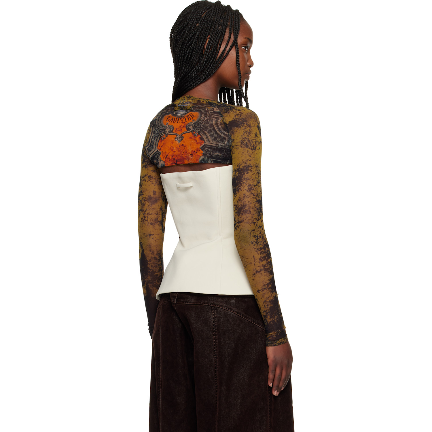  Jean Paul Gaultier Beige 'the Médaillon' Sleeves Top 