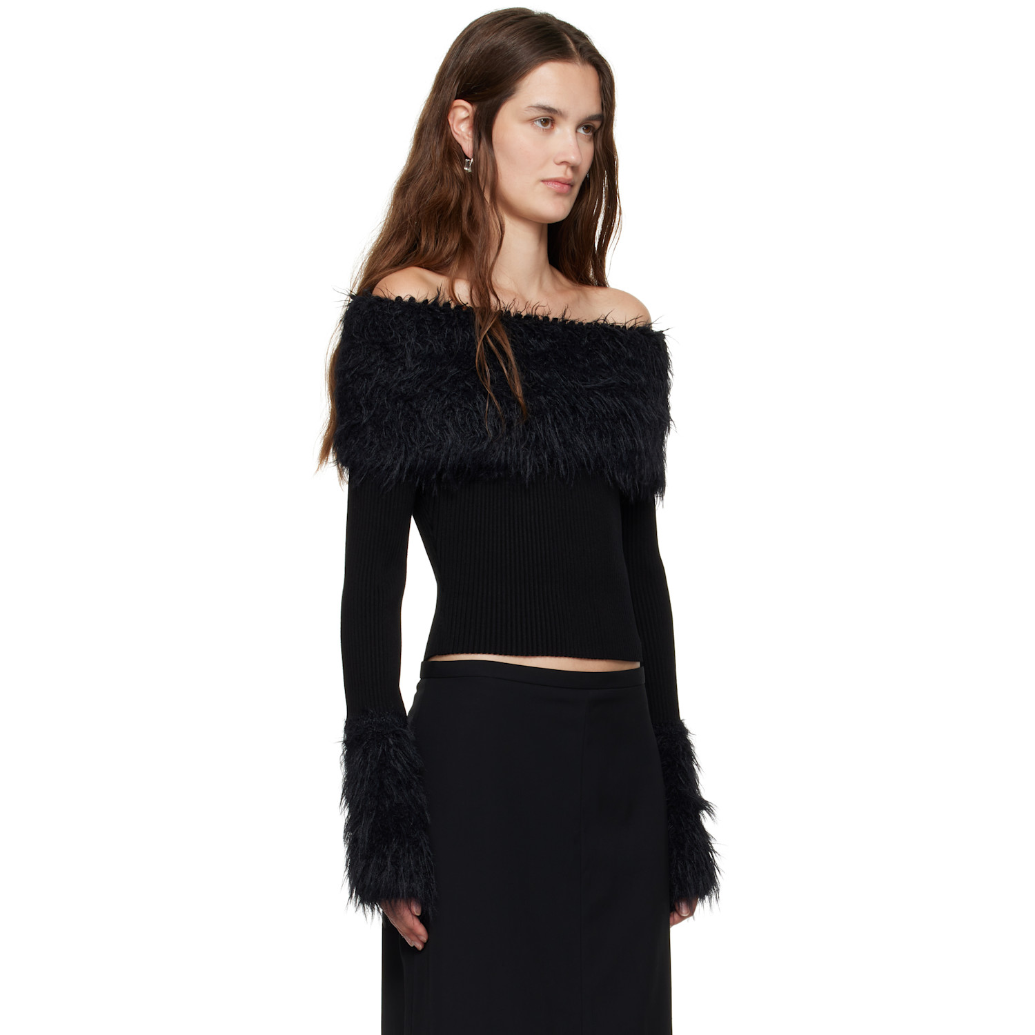  Jean Paul Gaultier Black Viscose Ribbed & Hairy Sweater 