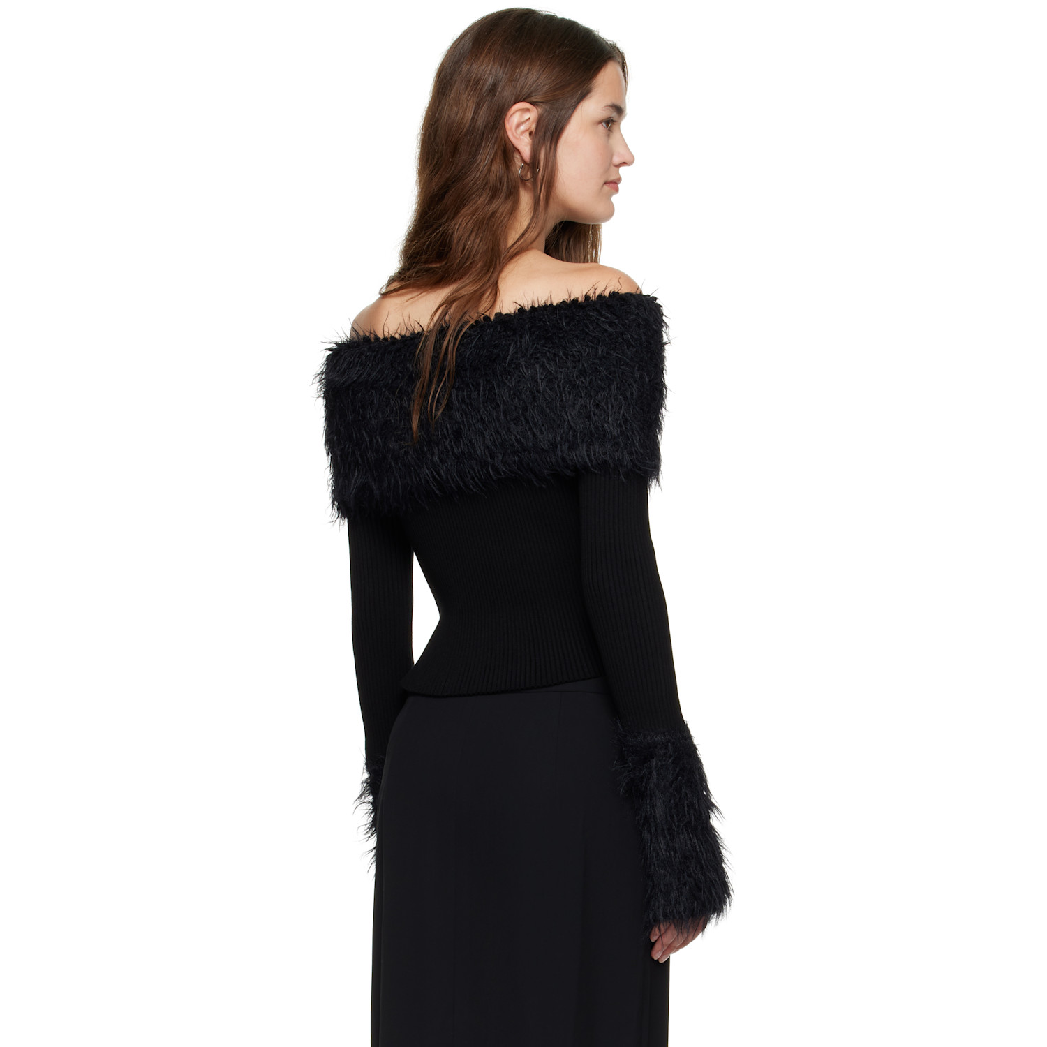  Jean Paul Gaultier Black Viscose Ribbed & Hairy Sweater 
