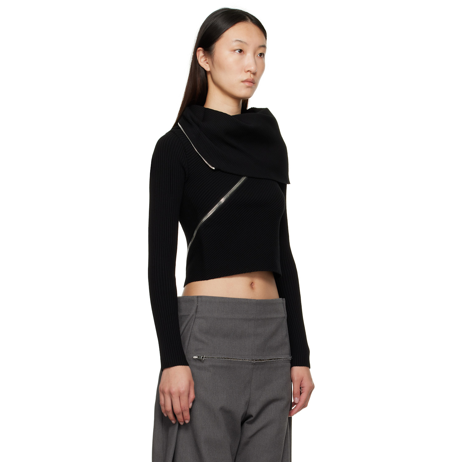  Jean Paul Gaultier Black Zipped Turtleneck 