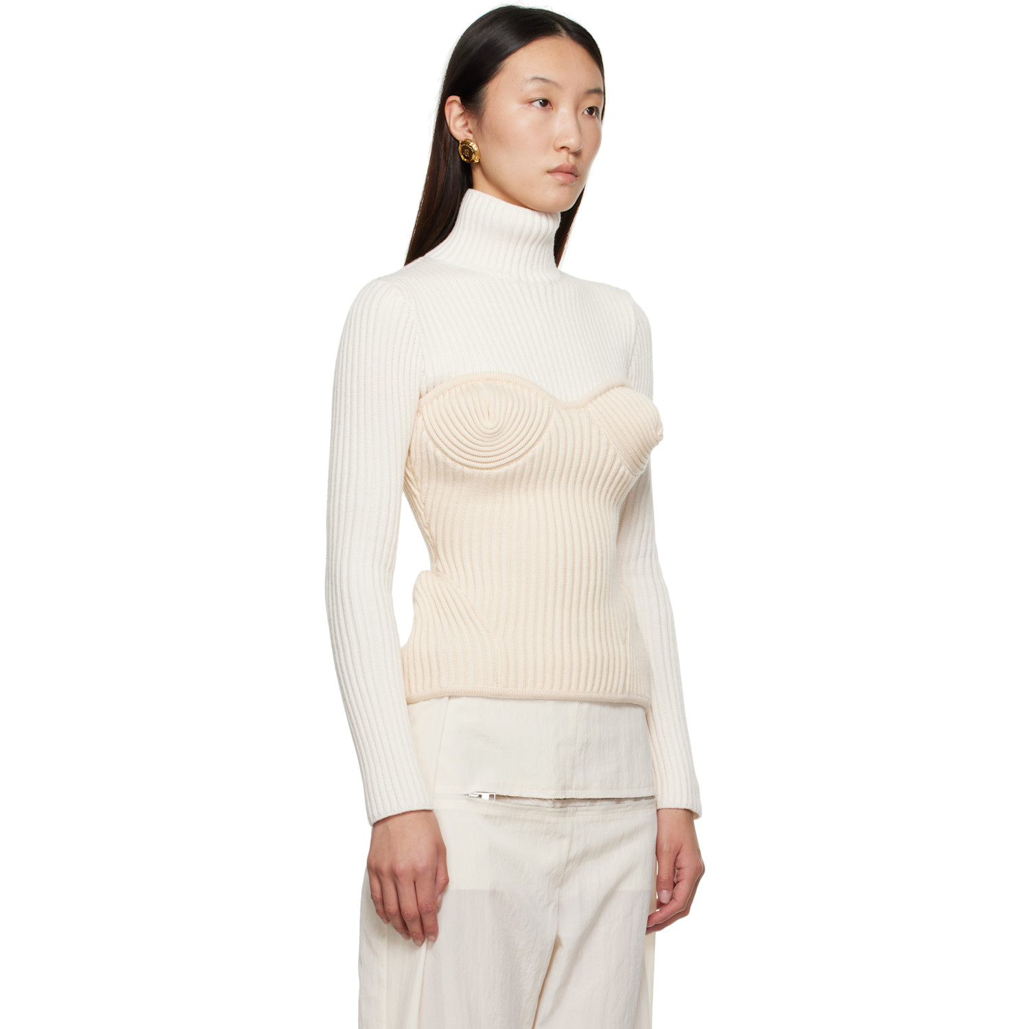  Jean Paul Gaultier White & Off-white Corset Turtleneck 