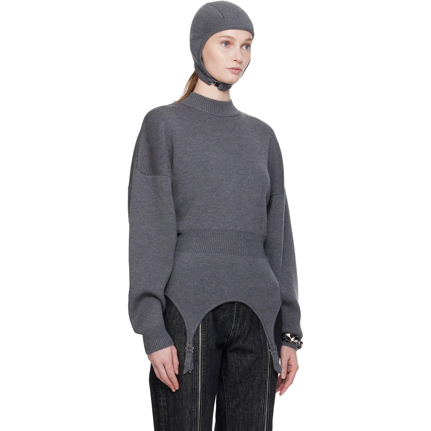  Jean Paul Gaultier Gray 'the Garter' Sweater 