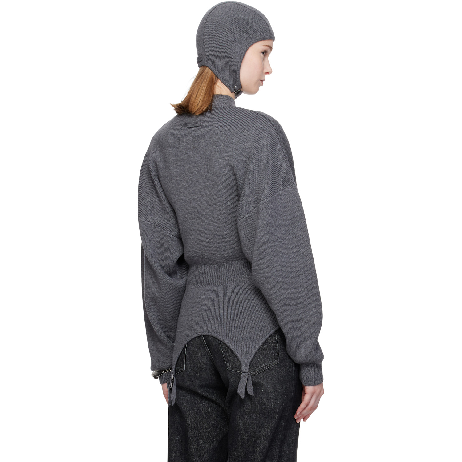  Jean Paul Gaultier Gray 'the Garter' Sweater 