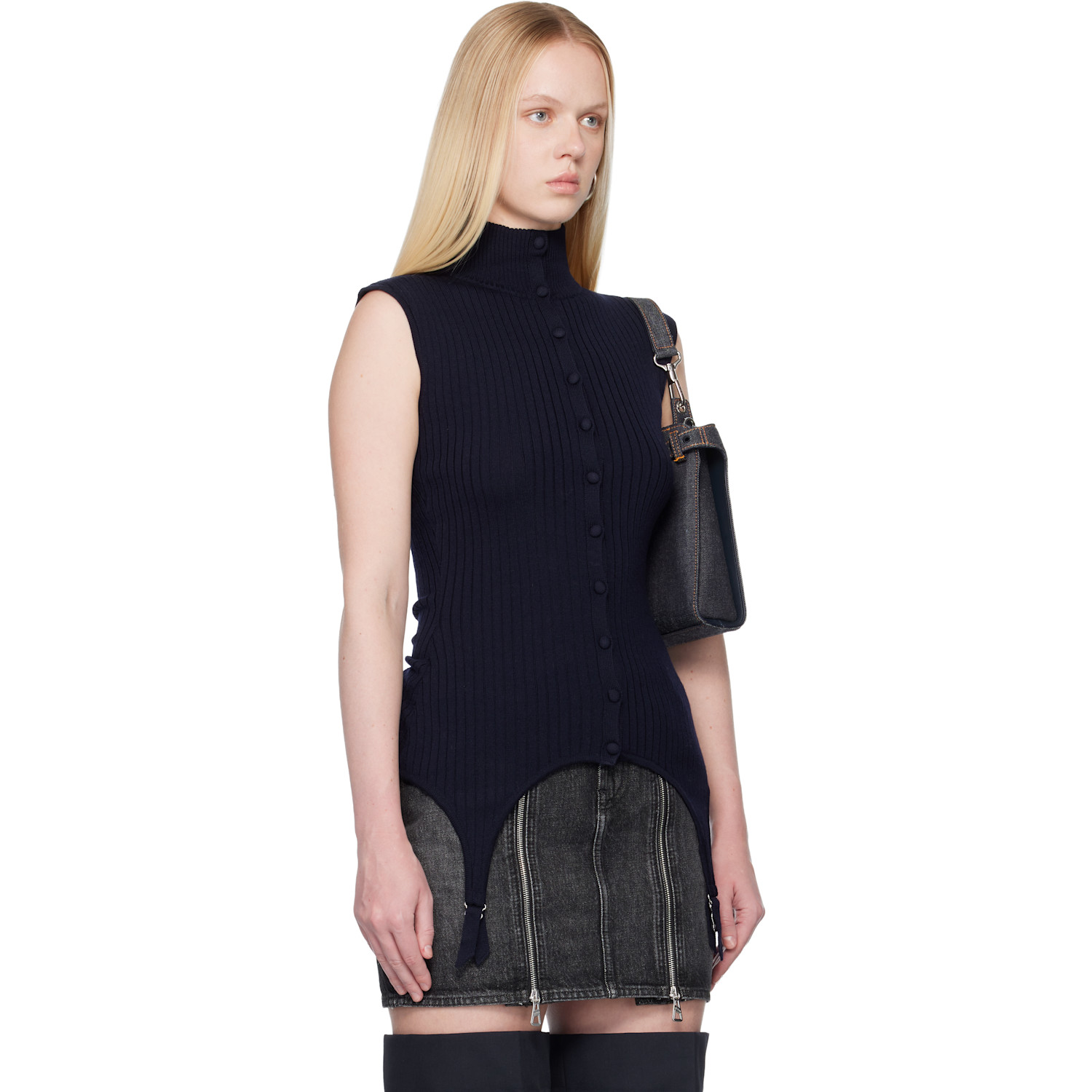  Jean Paul Gaultier Navy 'the Garter Waistcoat' Sweater Vest 