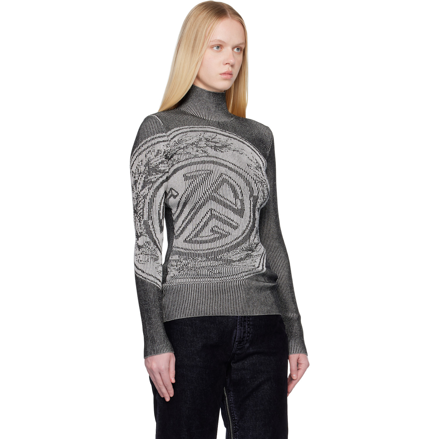  Jean Paul Gaultier Gray 'the Laurel Stamp' Turtleneck 