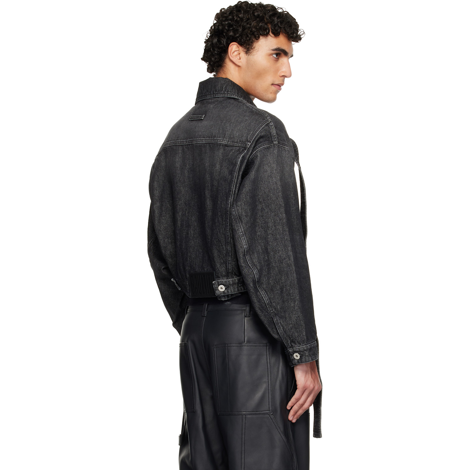  Jean Paul Gaultier Black Oversized Strap Denim Jacket 
