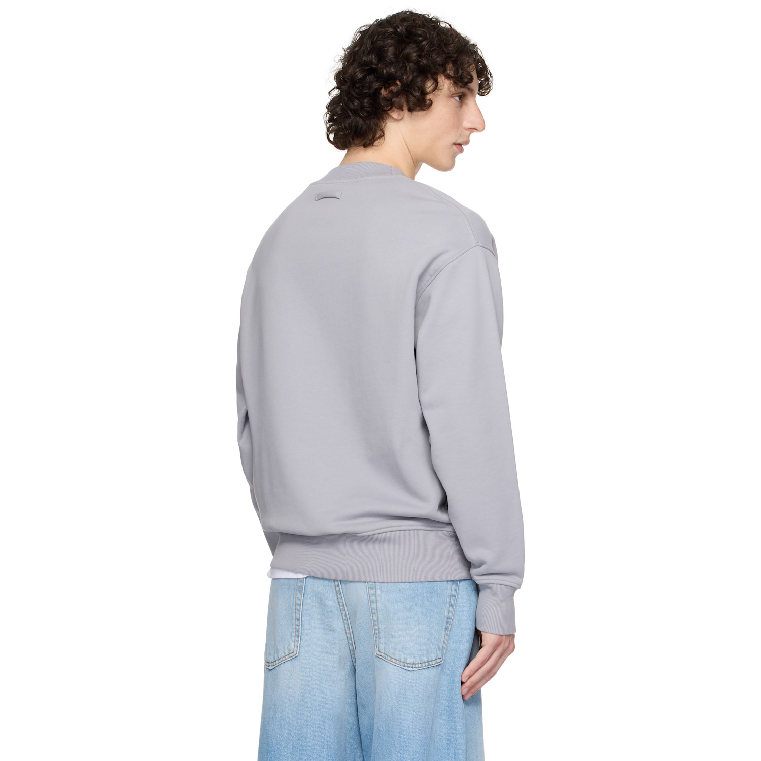  Jean Paul Gaultier Pull Molletonné Gris En Coton à Imprimé Water Et à Col Ras Du Cou Exclusif à Ssense 