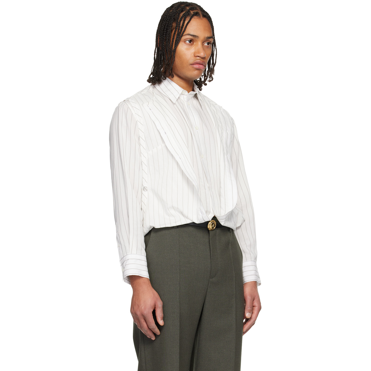  Jean Paul Gaultier White Pinstripe Infinity Shirt 
