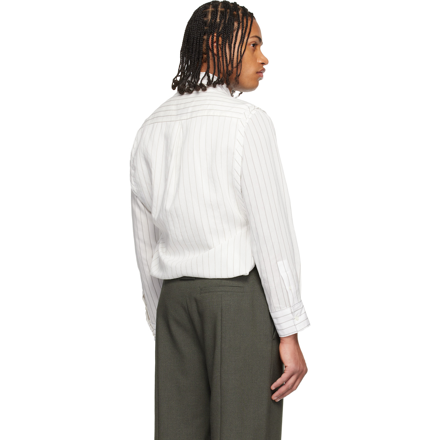  Jean Paul Gaultier White Pinstripe Infinity Shirt 