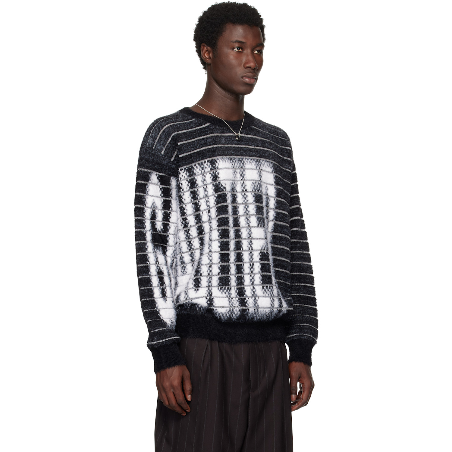 Jean Paul Gaultier Black & White Jacquard 'gaultier' Sweater 