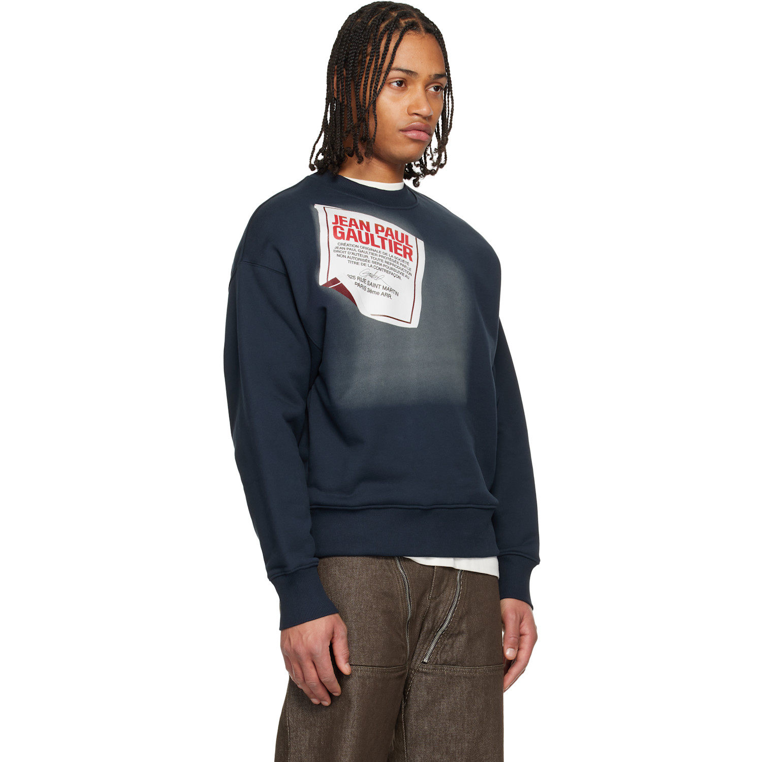  Jean Paul Gaultier Navy 'the Gaultier Label' Sweatshirt 