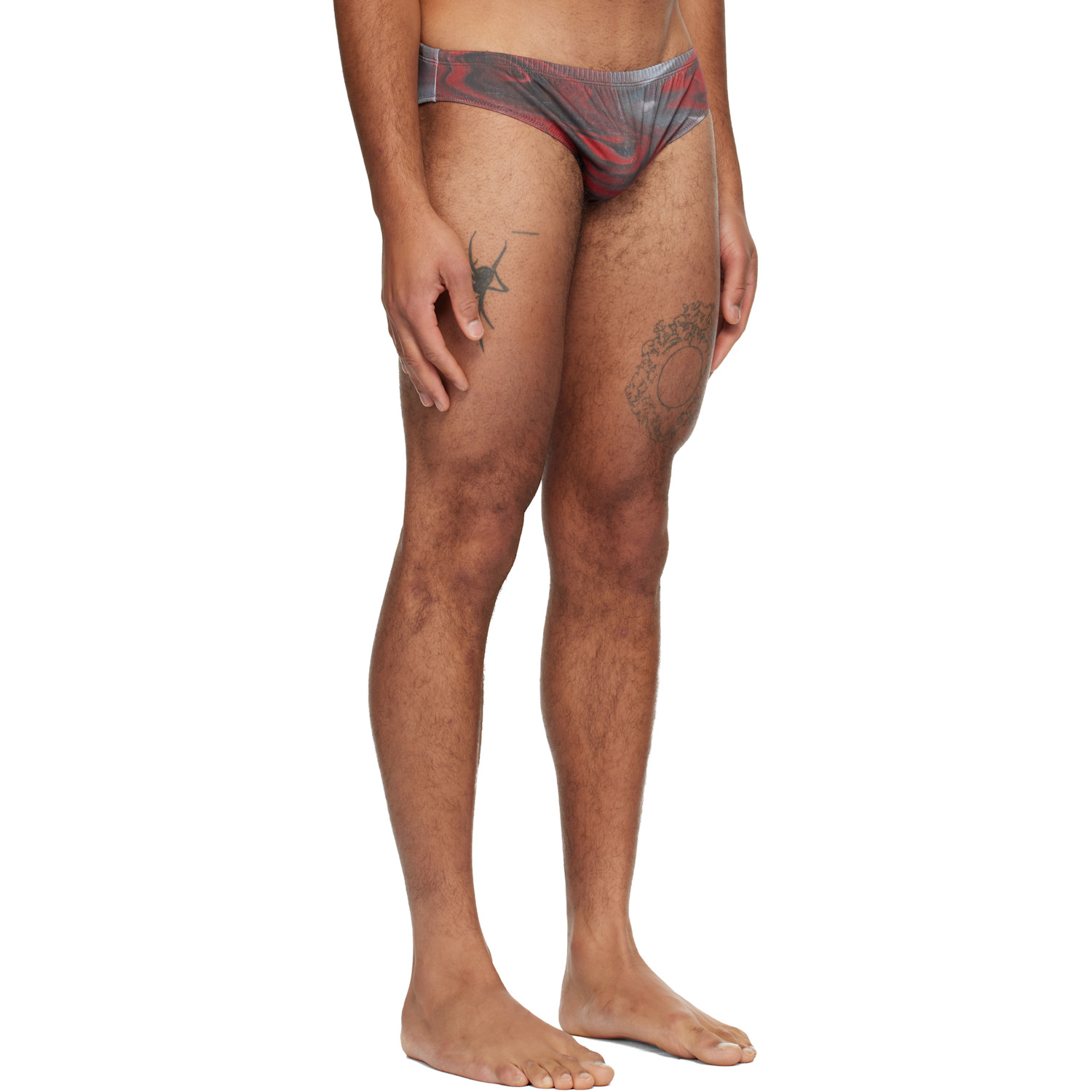 Jean Paul Gaultier Red 'the Blurry Roses' Swim Briefs 
