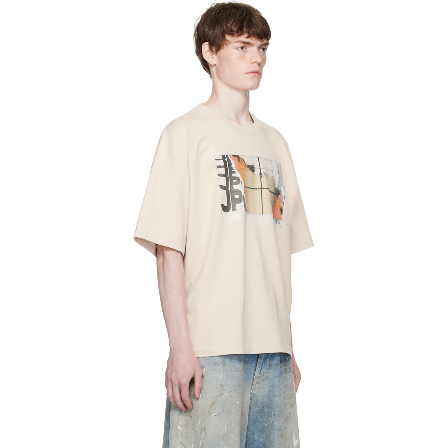  Jean Paul Gaultier Beige Oversized Printed Fire T-shirt 