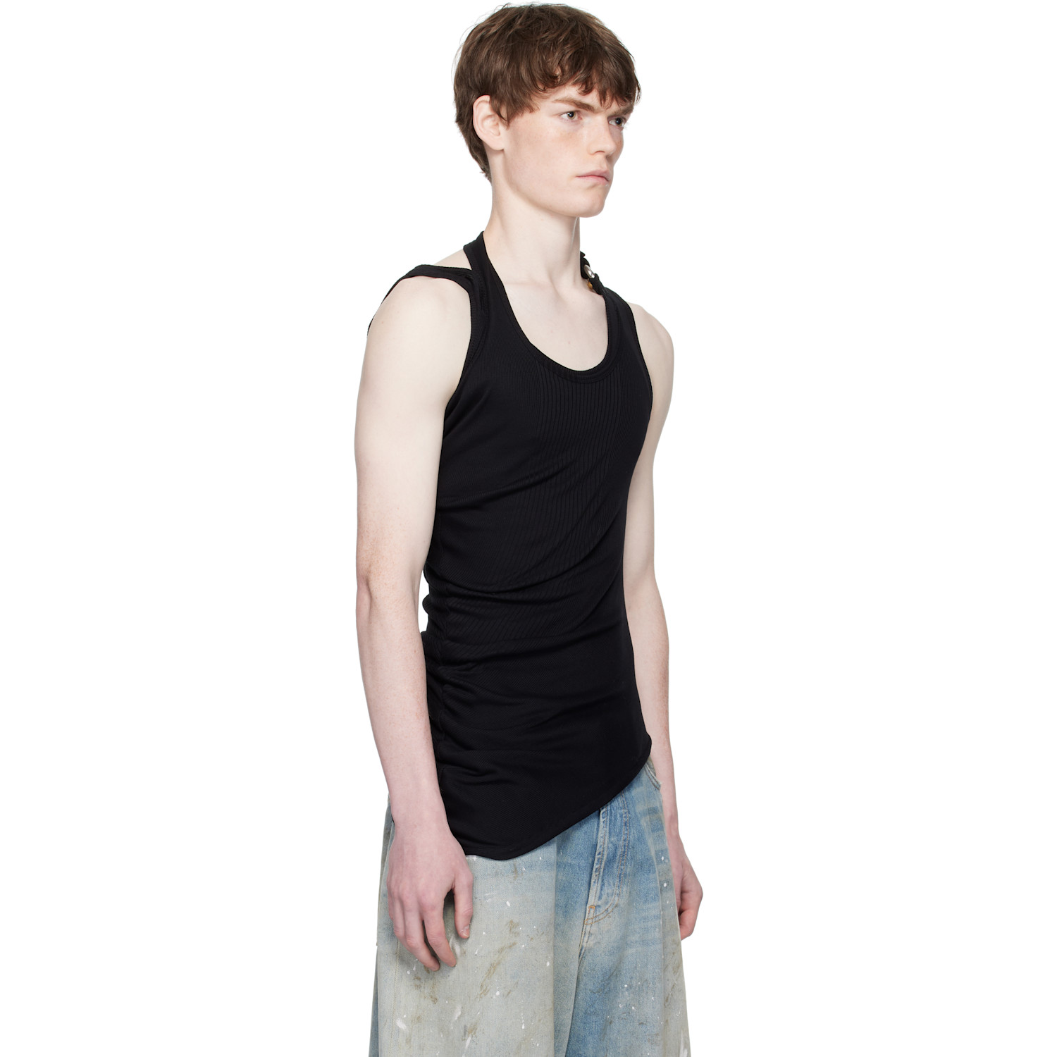  Jean Paul Gaultier Black Twisted Double Layered Tank Top 