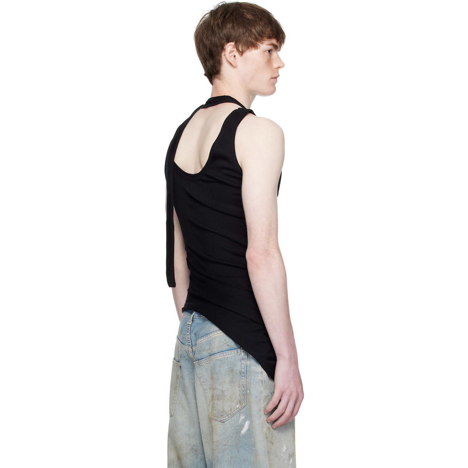  Jean Paul Gaultier Black Twisted Double Layered Tank Top 