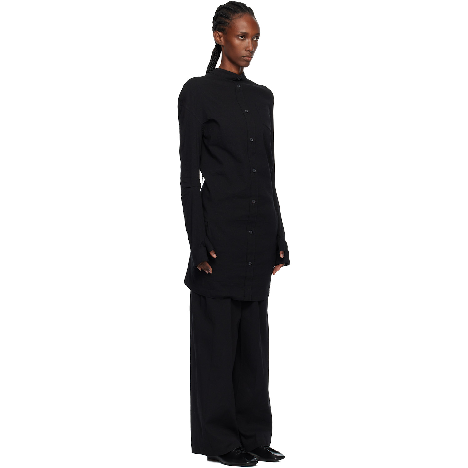  Issey Miyake Black 'like Torso Like Shirt' Minidress 