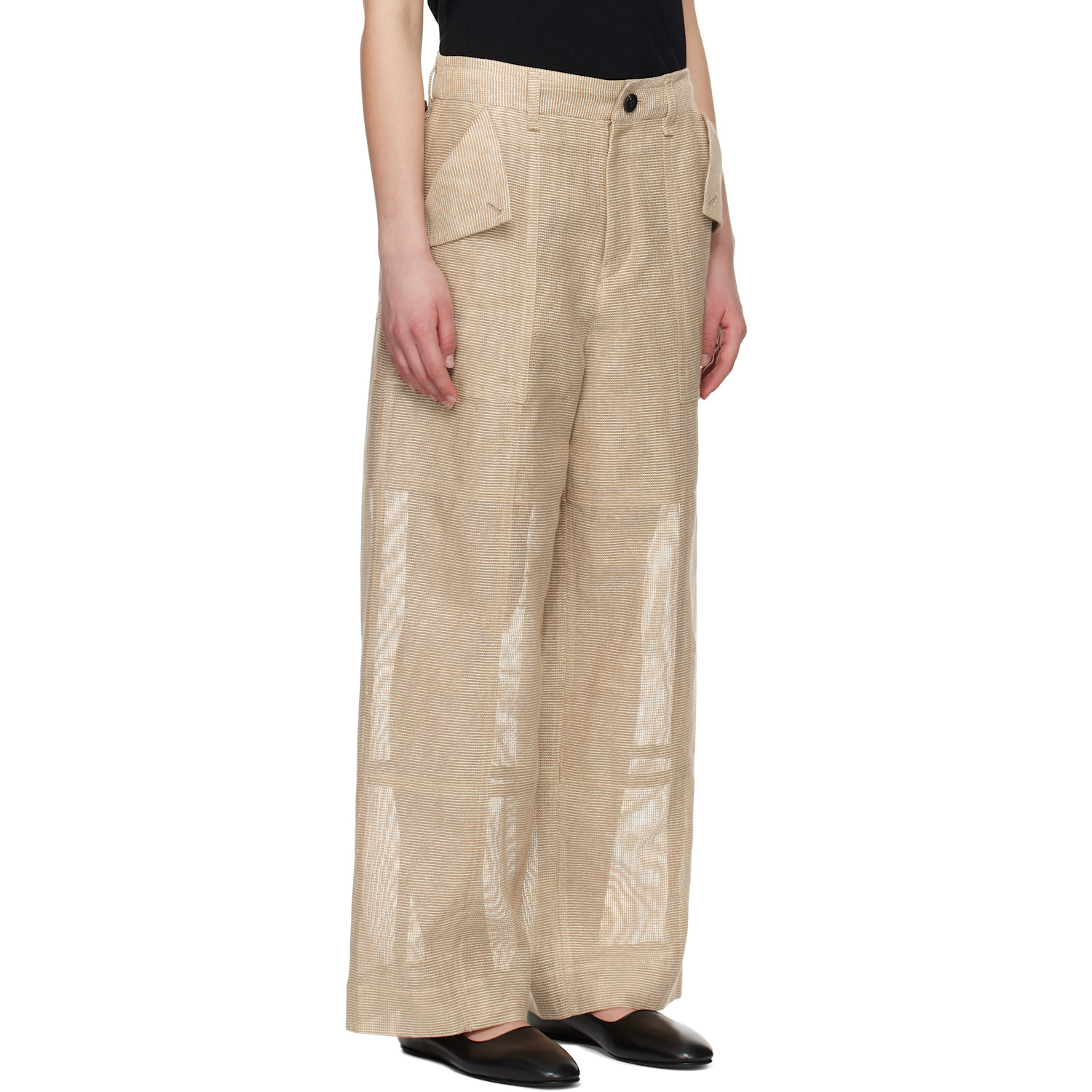 Issey Miyake Beige Papyrus Trousers 