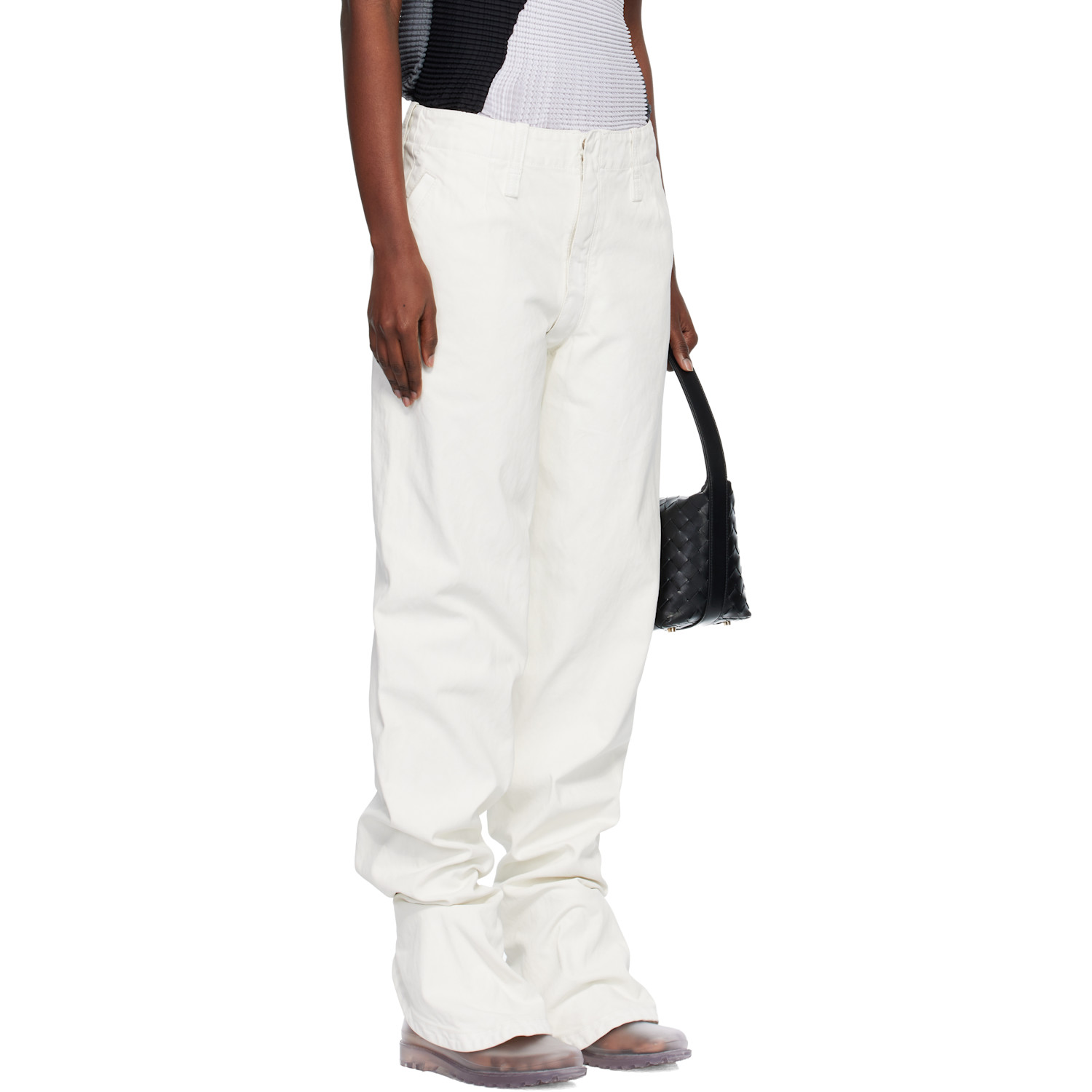  Issey Miyake White Sculptural Jeans 