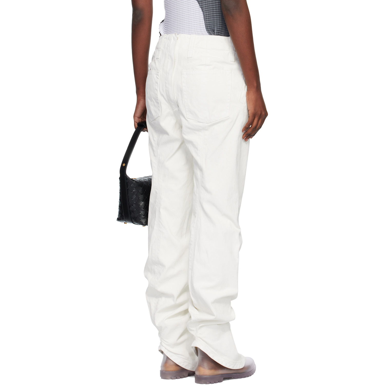  Issey Miyake White Sculptural Jeans 