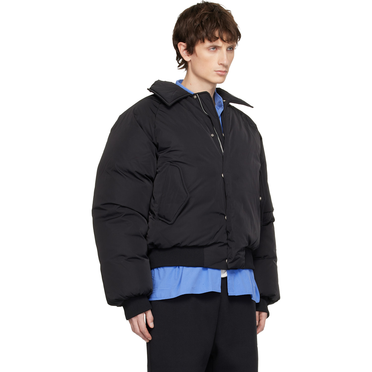  Seventh Black Nylon Aero Bomber Jacket 