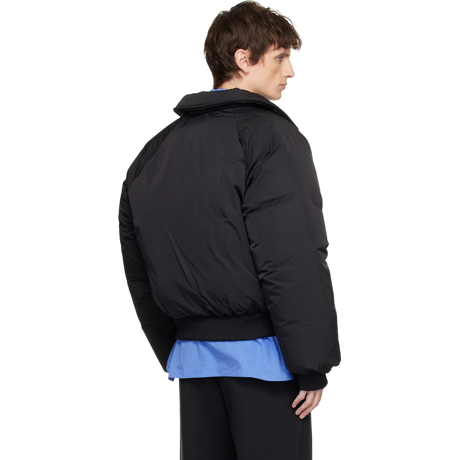  Seventh Black Nylon Aero Bomber Jacket 