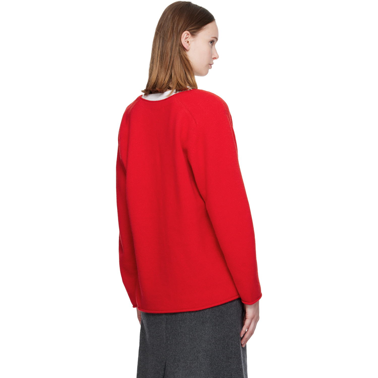  Nothing Written Red Cerin Deep V-neck Sweater 