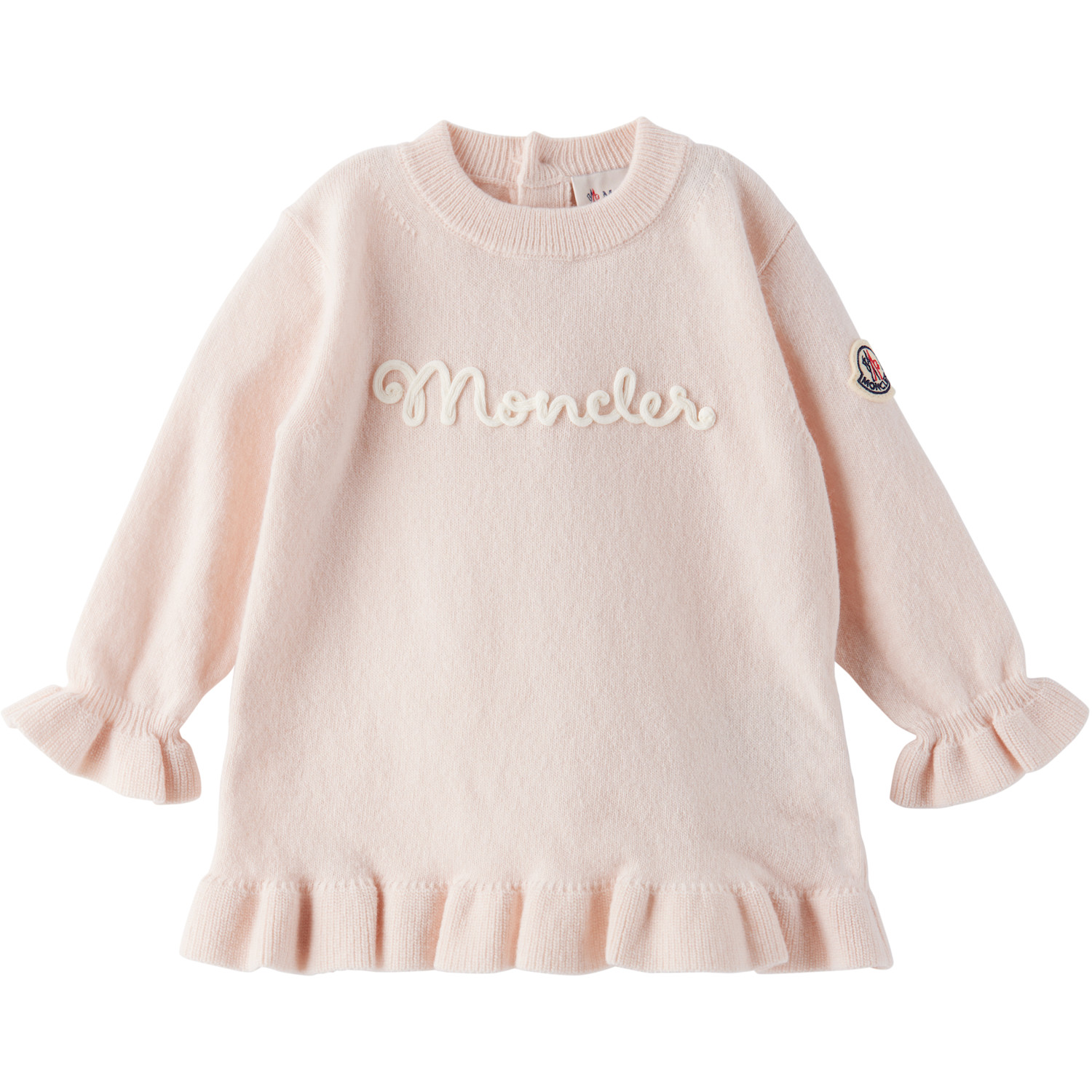  Moncler Enfant Baby Pink Ruffled Wool Cashmere Sweater & Trousers Set 