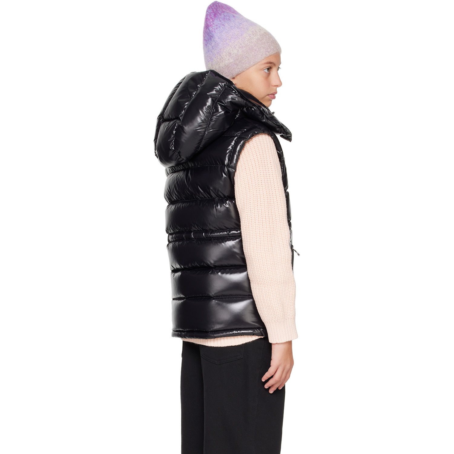  Moncler Enfant Big Kids Black Ania Hooded Down Vest 