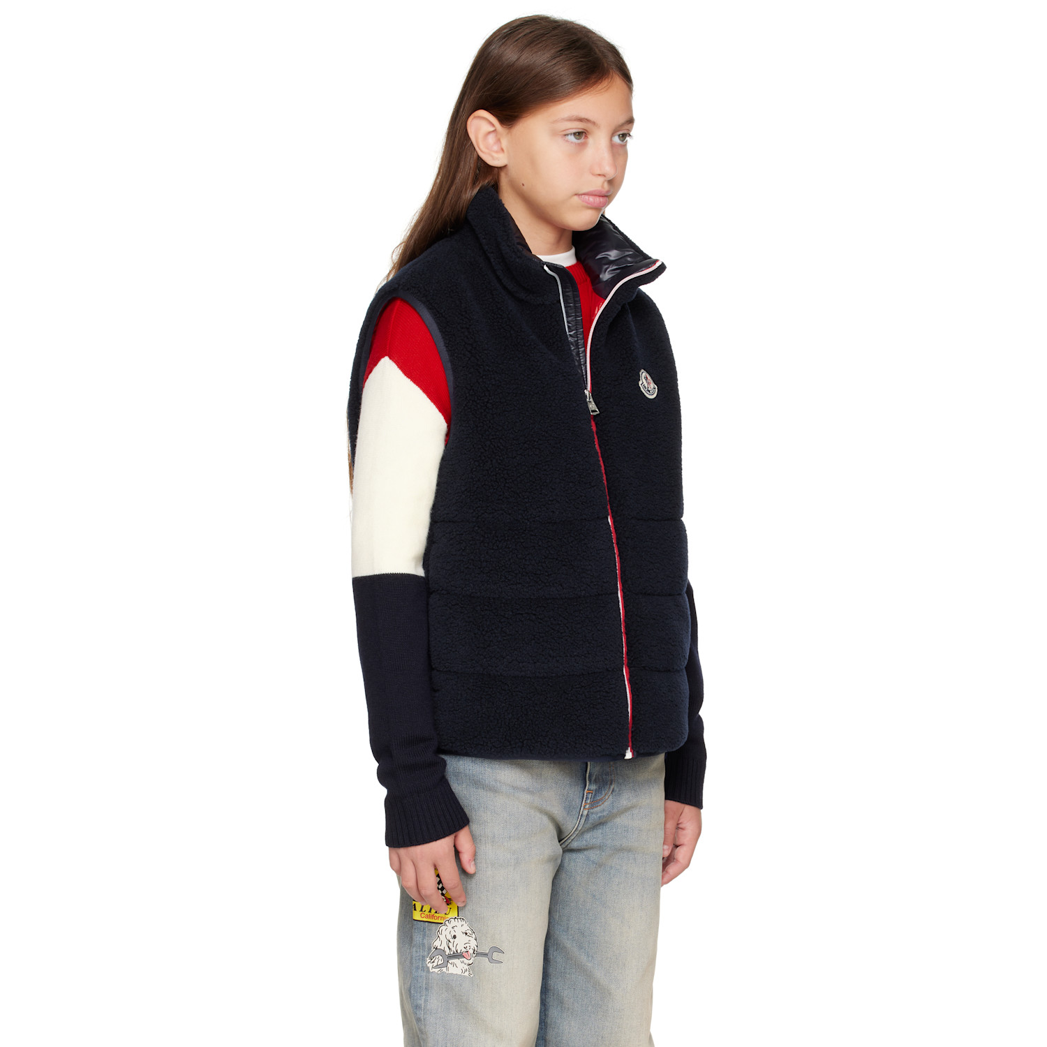  Moncler Enfant Big Kids Navy Orin Teddy Padded Vest 