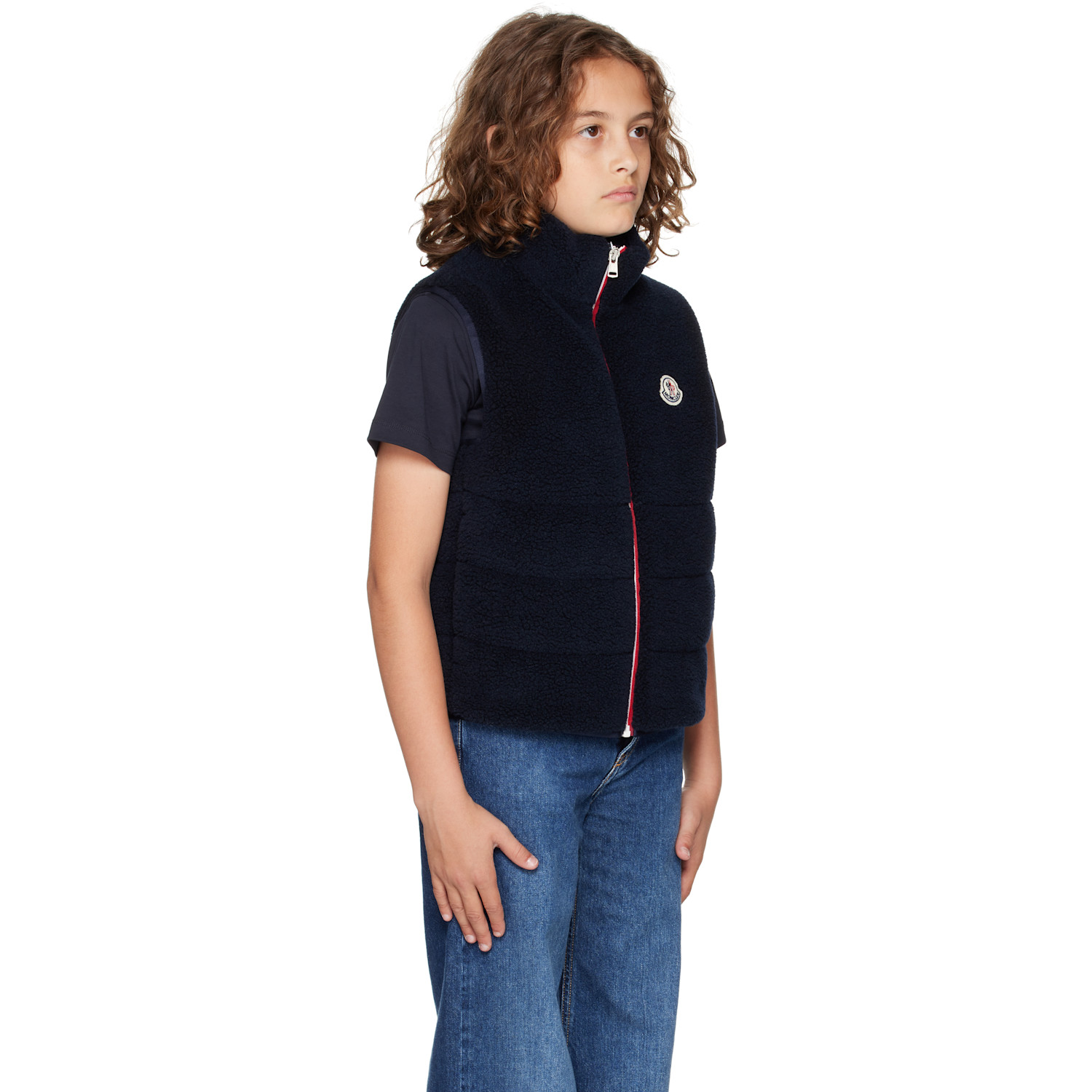  Moncler Enfant Big Kids Navy Tib Teddy Padded Down Vest 