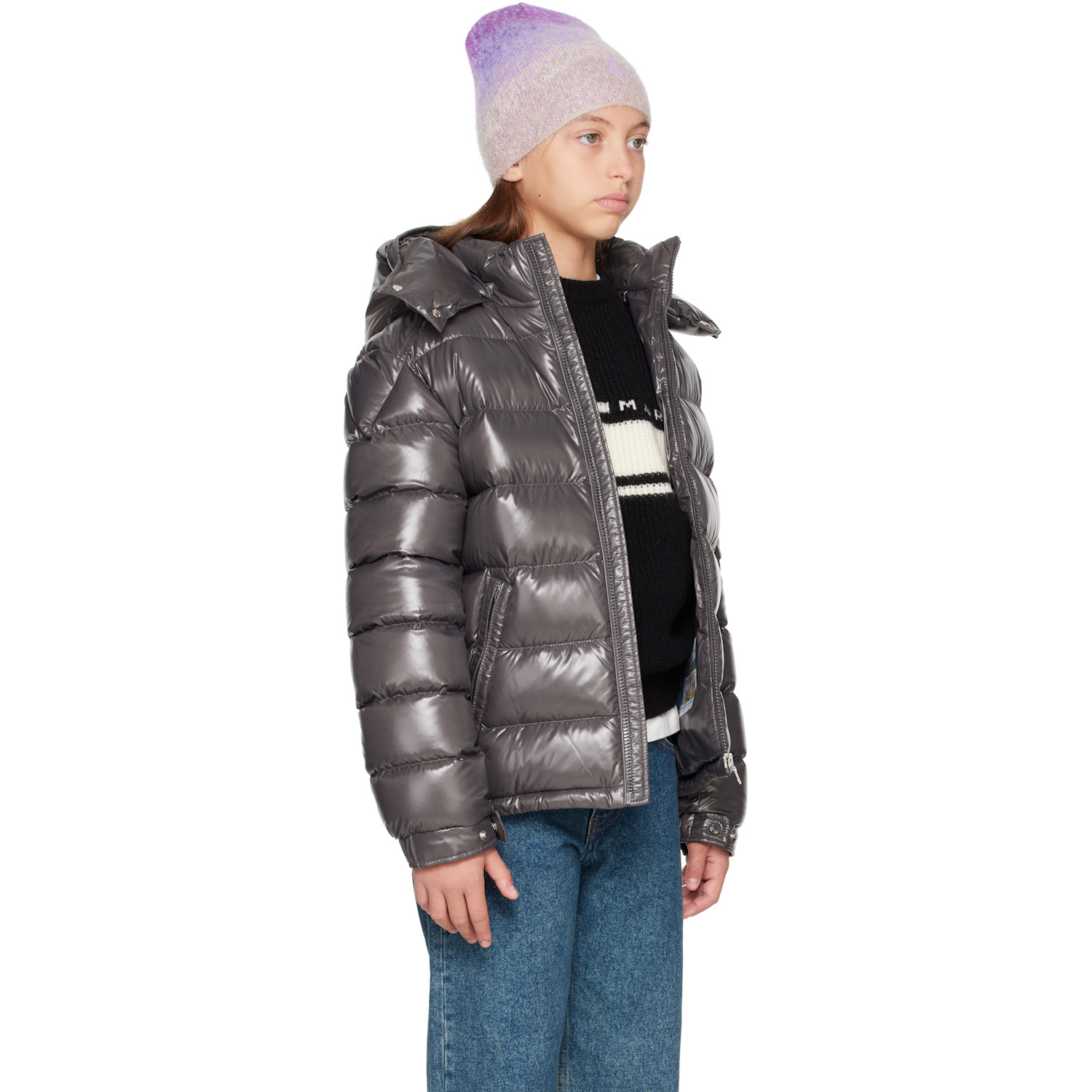  Moncler Enfant Big Kids Gray Maya Hooded Down Jacket 