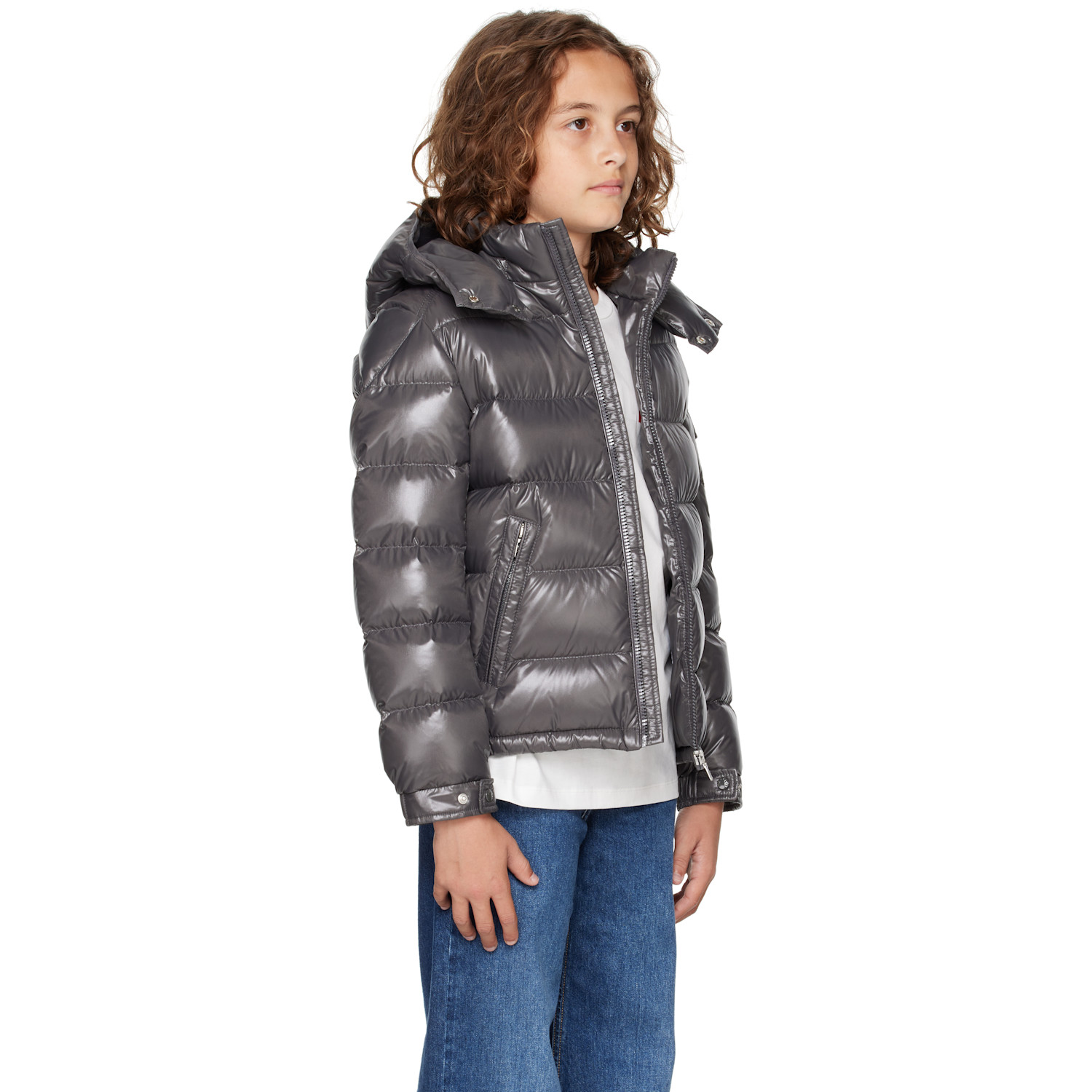  Moncler Enfant Big Kids Gray Maya Hooded Down Jacket 