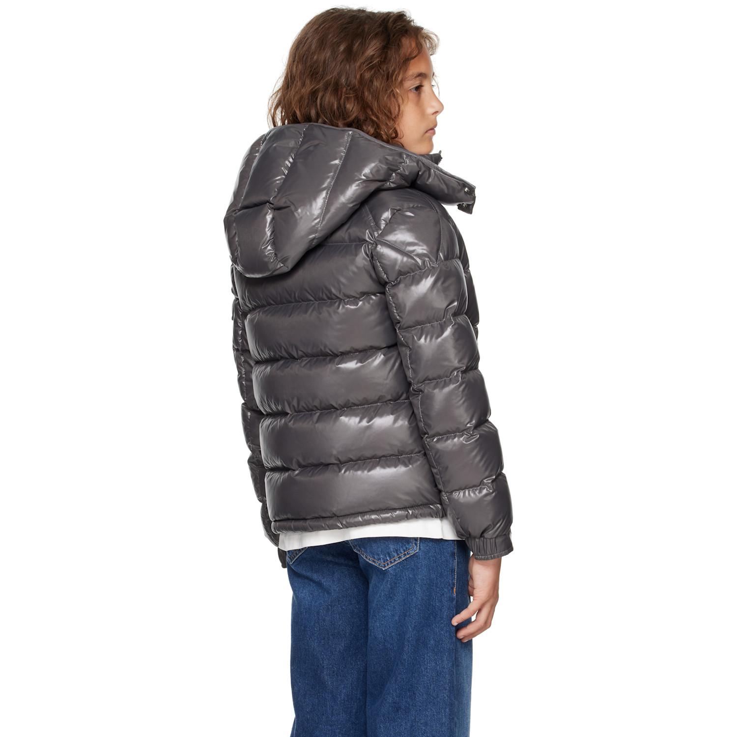  Moncler Enfant Big Kids Gray Maya Hooded Down Jacket 