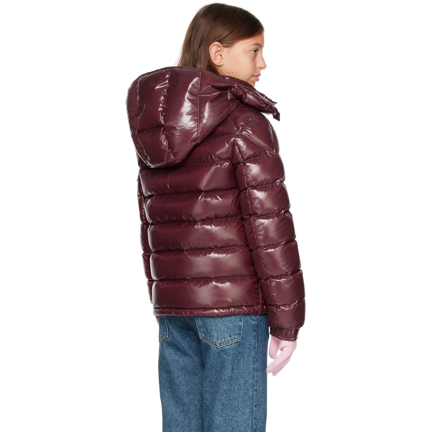  Moncler Enfant Big Kids Burgundy Maya Hooded Down Jacket 