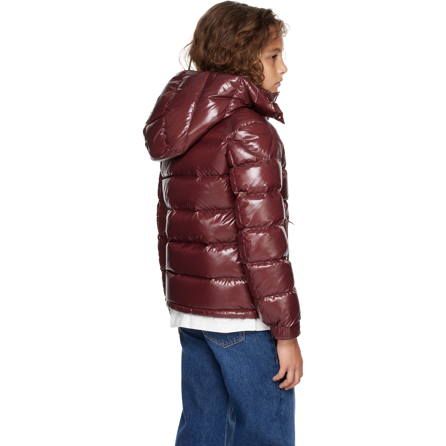  Moncler Enfant Big Kids Burgundy Maya Hooded Down Jacket 