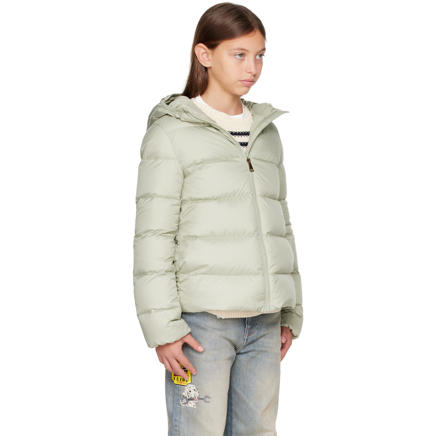  Moncler Enfant Big Kids Green Beulah Hooded Down Jacket 