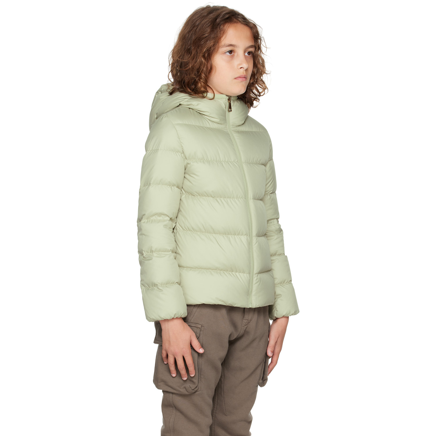  Moncler Enfant Big Kids Green Beulah Hooded Down Jacket 