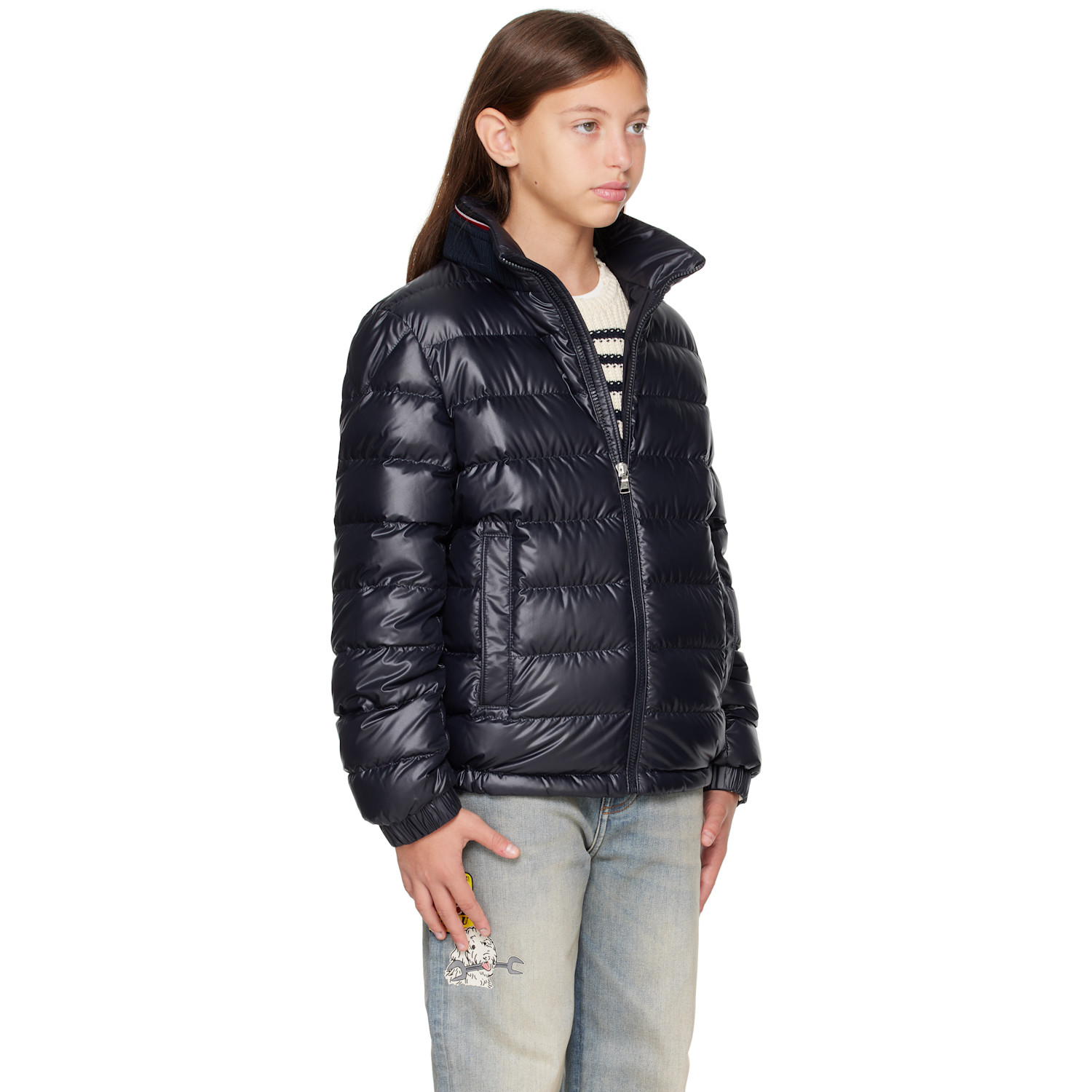  Moncler Enfant Big Kids Navy Brendann Hooded Down Jacket 