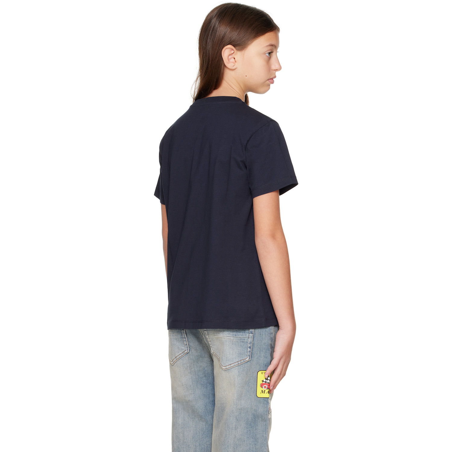  Moncler Enfant Big Kids Navy Printed Logo Cotton T-shirt 