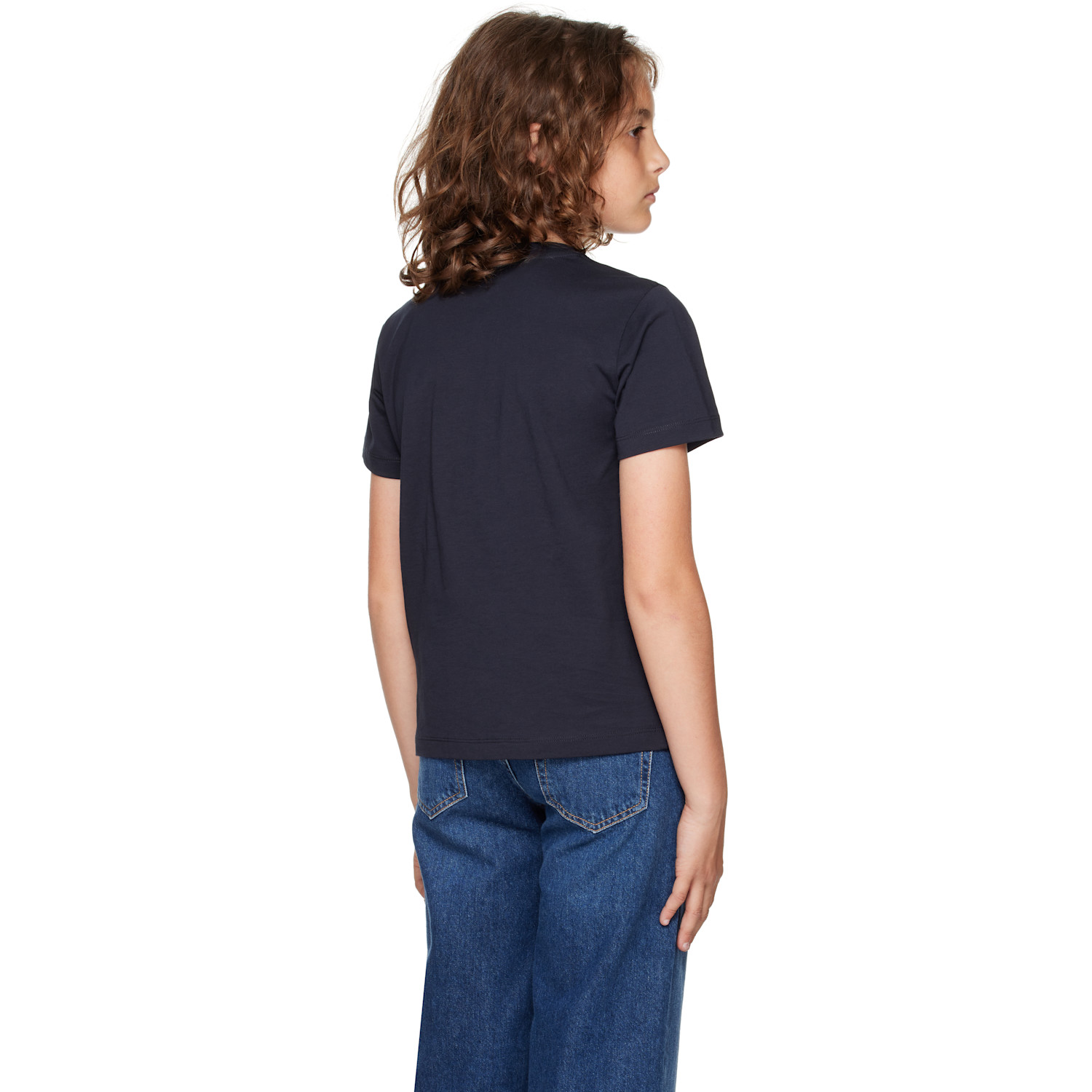  Moncler Enfant Big Kids Navy Printed Logo Cotton T-shirt 