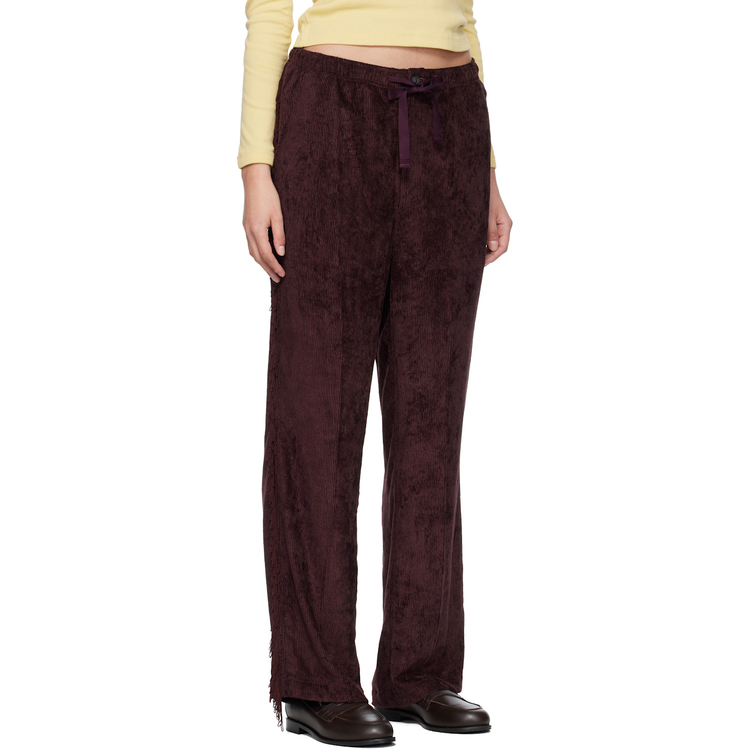  Needles Burgundy Fringe String Lounge Pants 