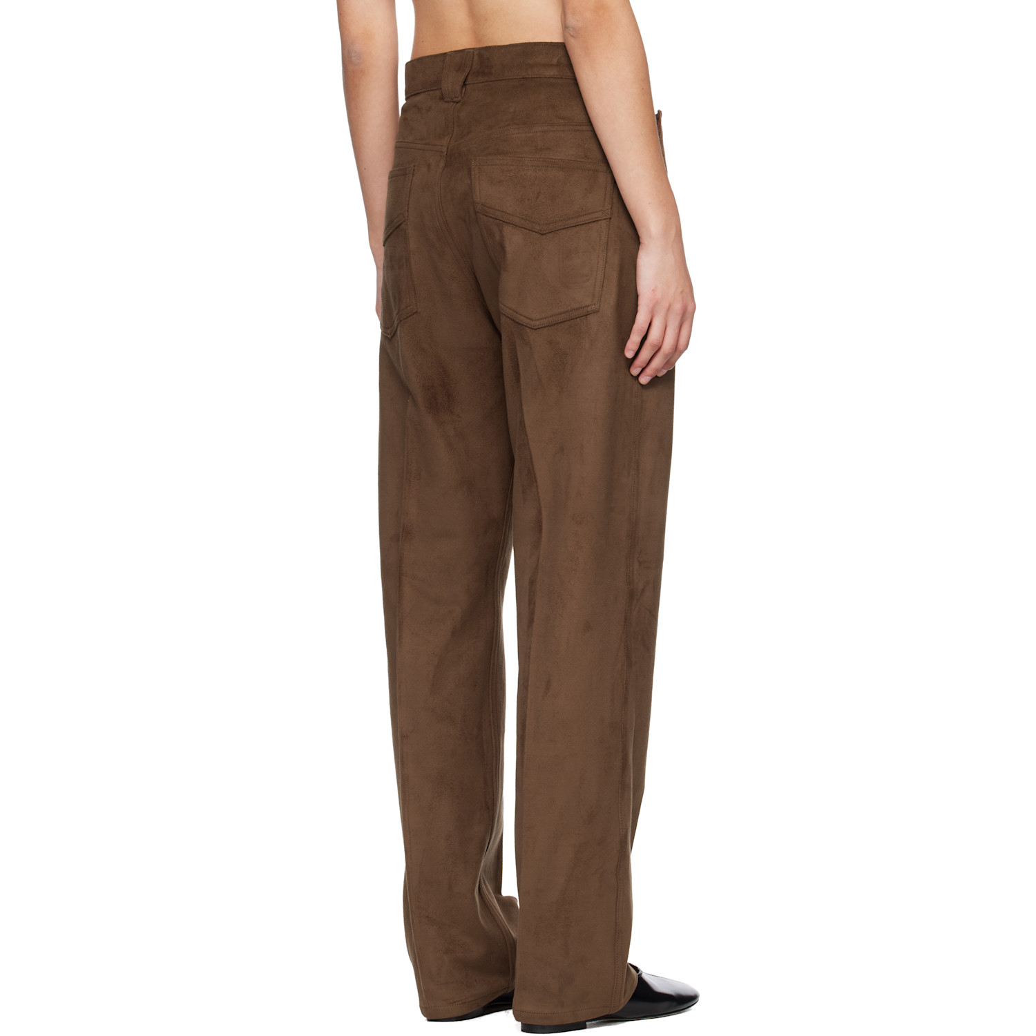  Needles Brown Straight Faux-suede Pants 