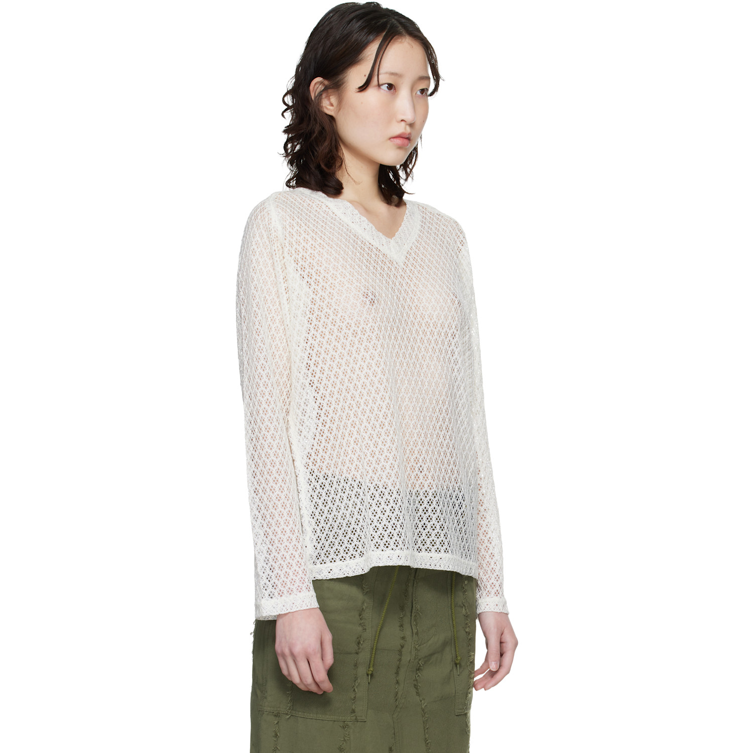  Needles Off-white L/s V-neck Sweater 