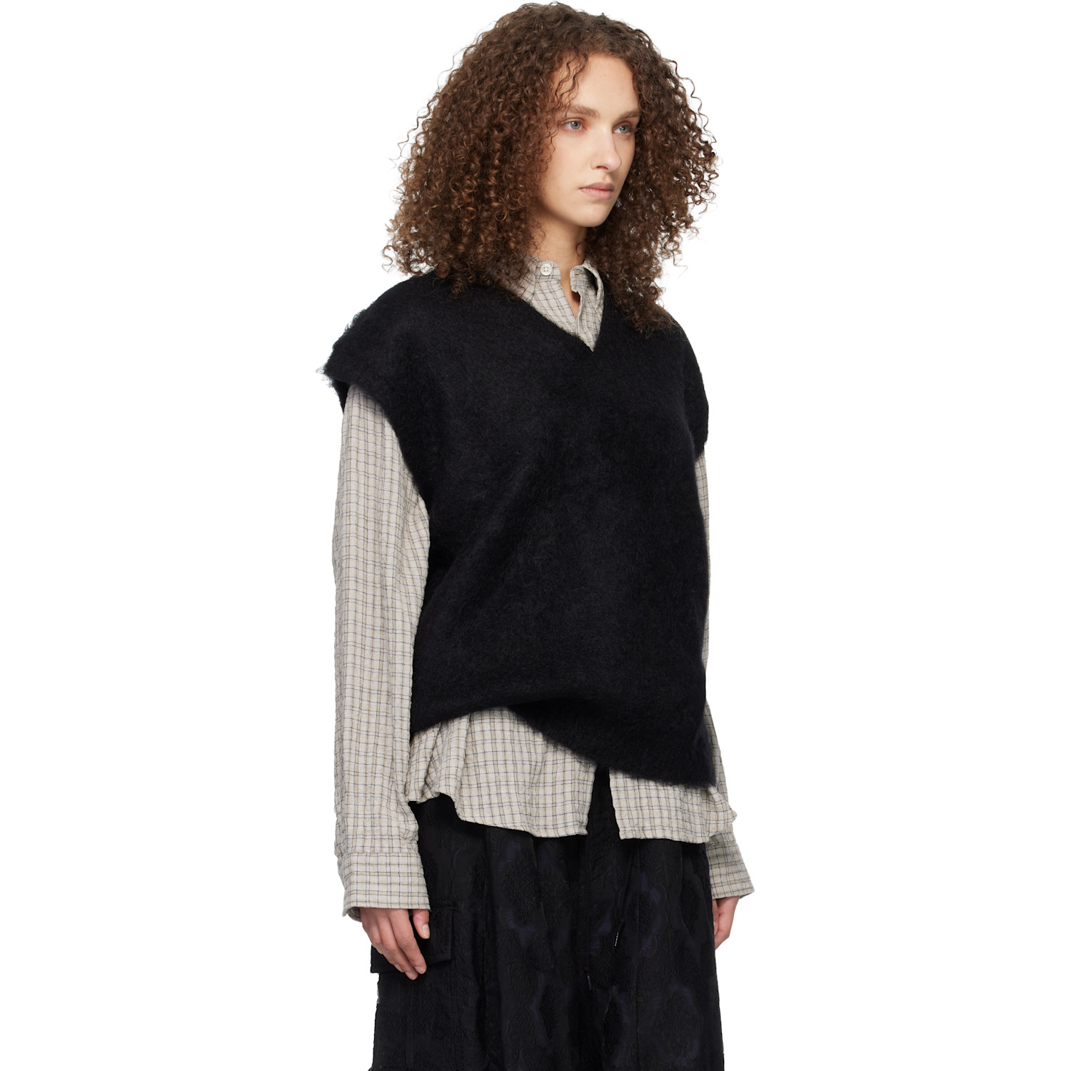  Needles Black Mohair Knit Vest 