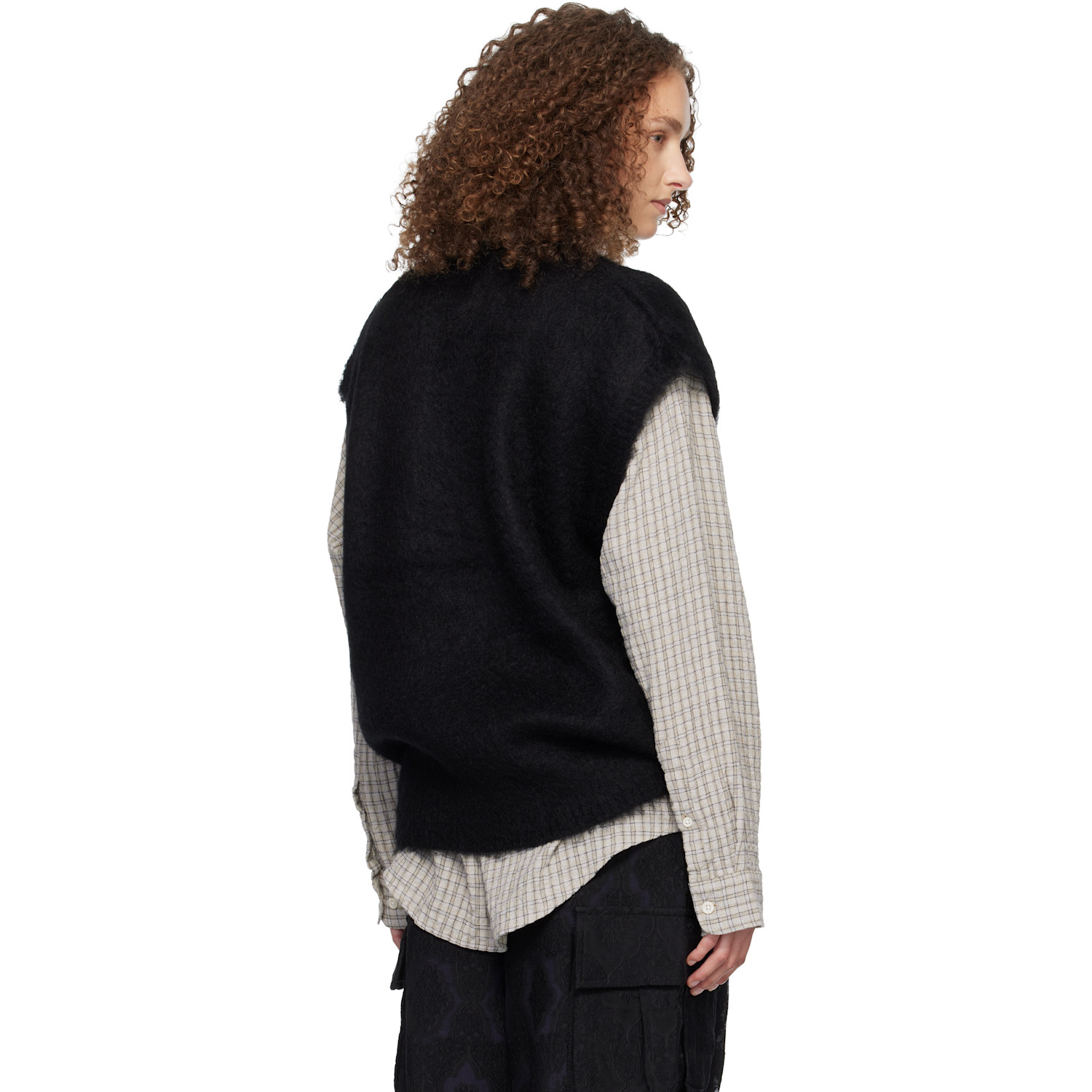  Needles Black Mohair Knit Vest 