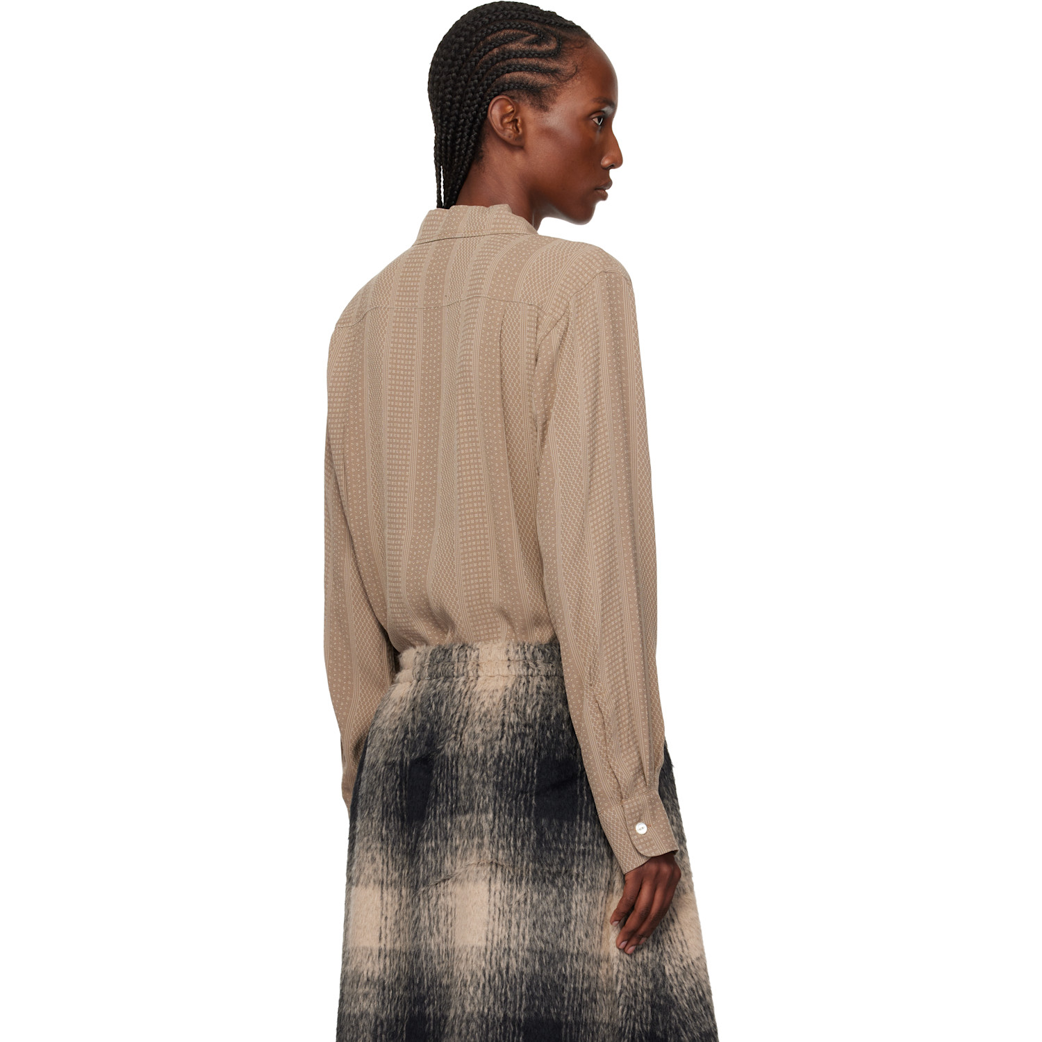  Needles Beige Open Collar Shirt 
